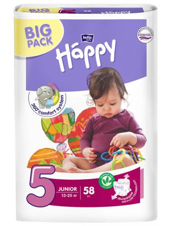 Подгузники "HAPPY" JUNIOR BIG PACK 58 шт. Подгузники "HAPPY" JUNIOR BIG PACK 58 шт.