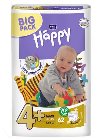 Подгузники "HAPPY" MAXI PLUS 62 шт. Подгузники "HAPPY" MAXI PLUS 62 шт.