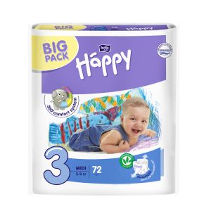 Подгузники детские Happy BELLA BABY midi. (вес 5-9 кг, 2 х 72 шт.)