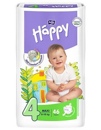 Підгузники дитячі Happy BELLA BABY maxi. (вага 8-18 кг, 66 шт.)