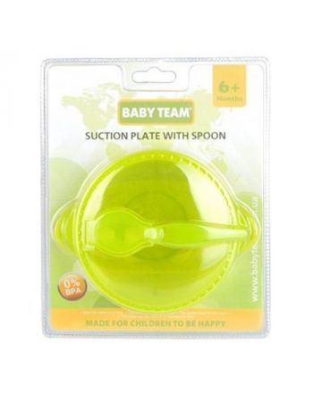 Тарілка на присосці з кришкою і ложкою Baby Team