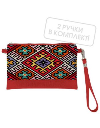 Клатч через плече Вишивка орнамент на червоному фоні