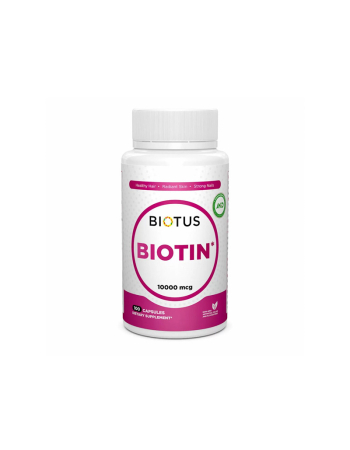 Біотин, Biotin, Biotus, 10000 мкг, 100 капсул