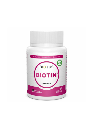 Биотин, Biotin, Biotus, 5000 мкг, 60 капсул Биотин, Biotin, Biotus, 5000 мкг, 60 капсул