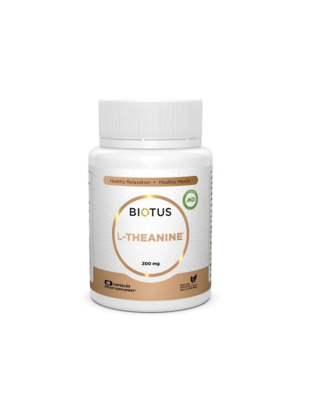 L-теанін, L-Theanine, Biotus, 200 мг, 60 капсул 50575