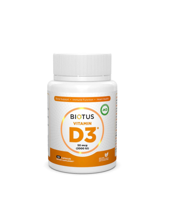 Вітамін Д3, Vitamin D3, Biotus, 2000 МО, 120 капсул