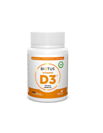 Вітамін Д3, Vitamin D3, Biotus, 2000 МО, 60 капсул