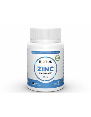 Цинк піколінат, Zinc Picolinate, Biotus, 22 мг, 60 капсул
