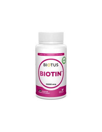 Біотин, Biotin, Biotus, 10000 мкг, 100 капсул