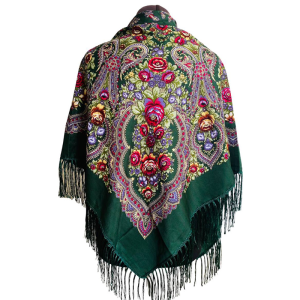 Хустина зелена з квітами 1,2 м*1,2 м
