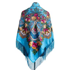 Хустина блакитна квіткова 1,2 м*1,2 м