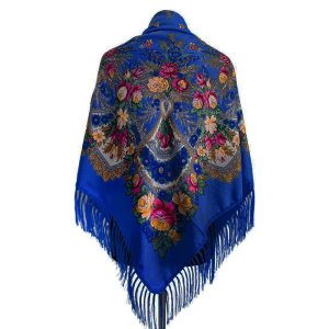 Хустина синя квіткова 1,2 м*1,2 м